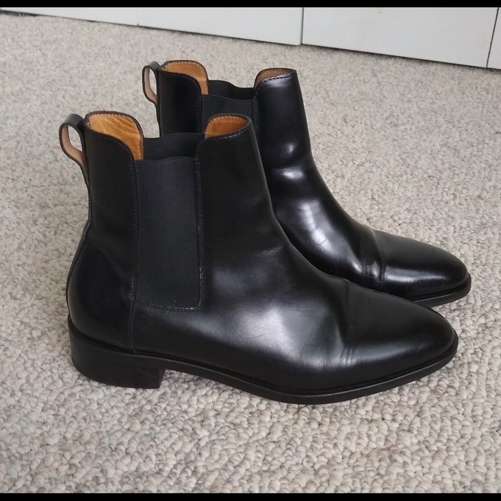 COS 8 black Chelsea leather ankle boots booties
